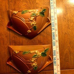 Vintage Roseville Pottery snowberry wall pockets.  Only sold as pair.